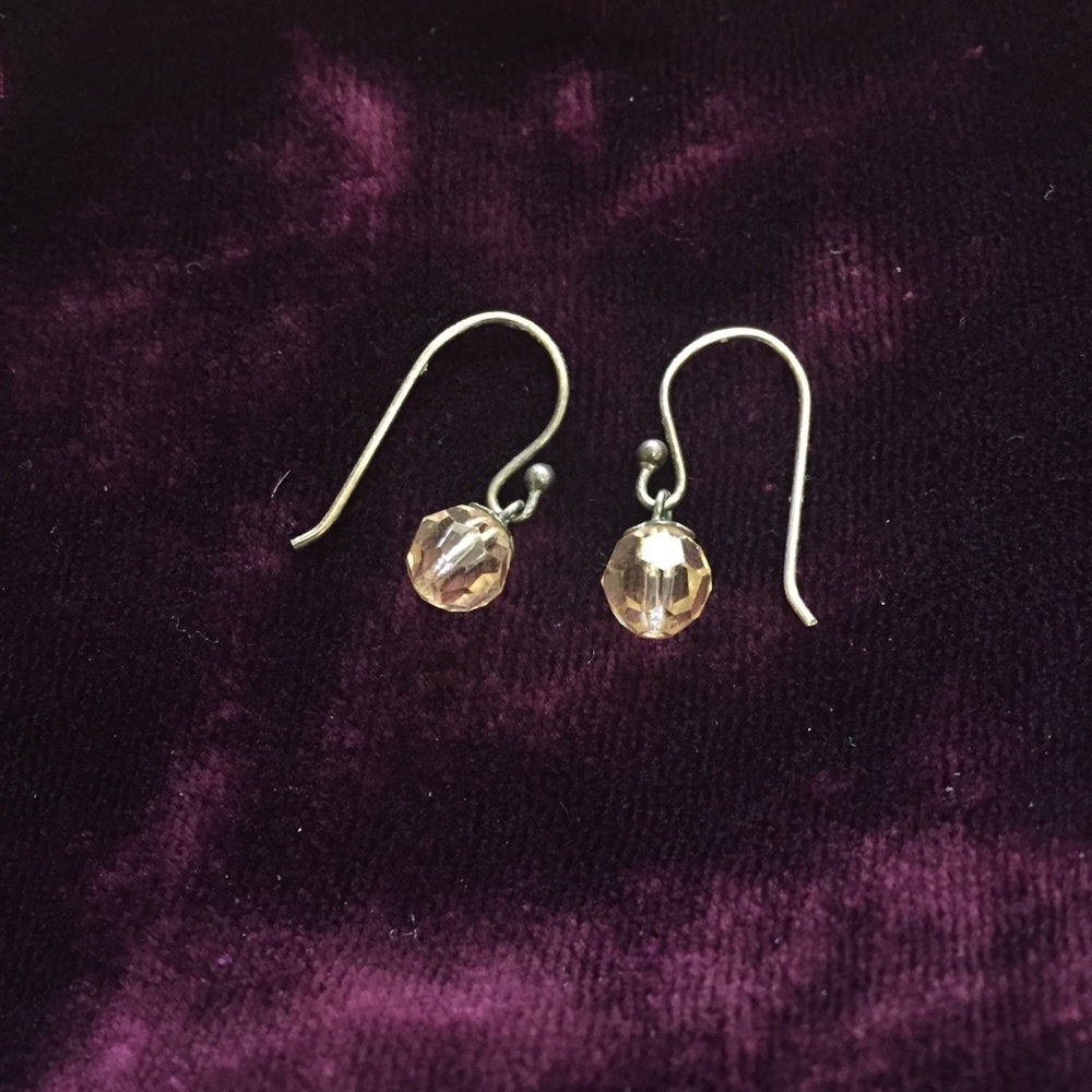 Pale pink faceted glass drop earrings